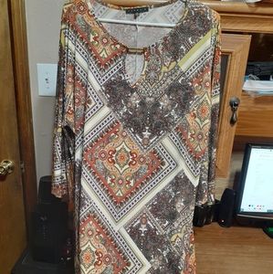 Tiana B. Brown/Orange Printed Dress